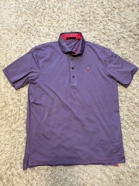 Greyson Purple Micro-Stripe Polo with Contrast Trim